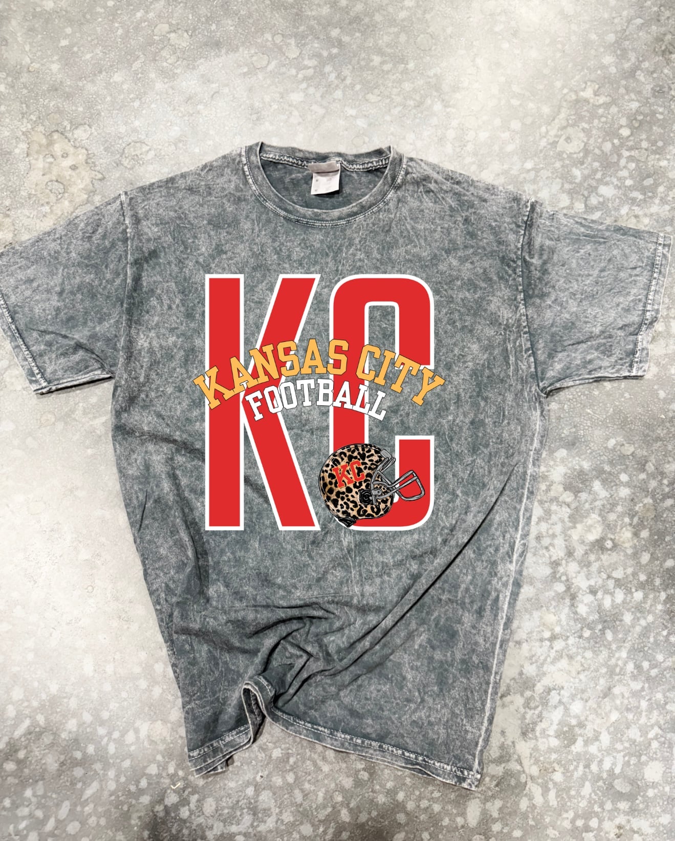 **HALFTIME DEAL** Arched Kansas City Football KC Grey Mineral Wash Tee