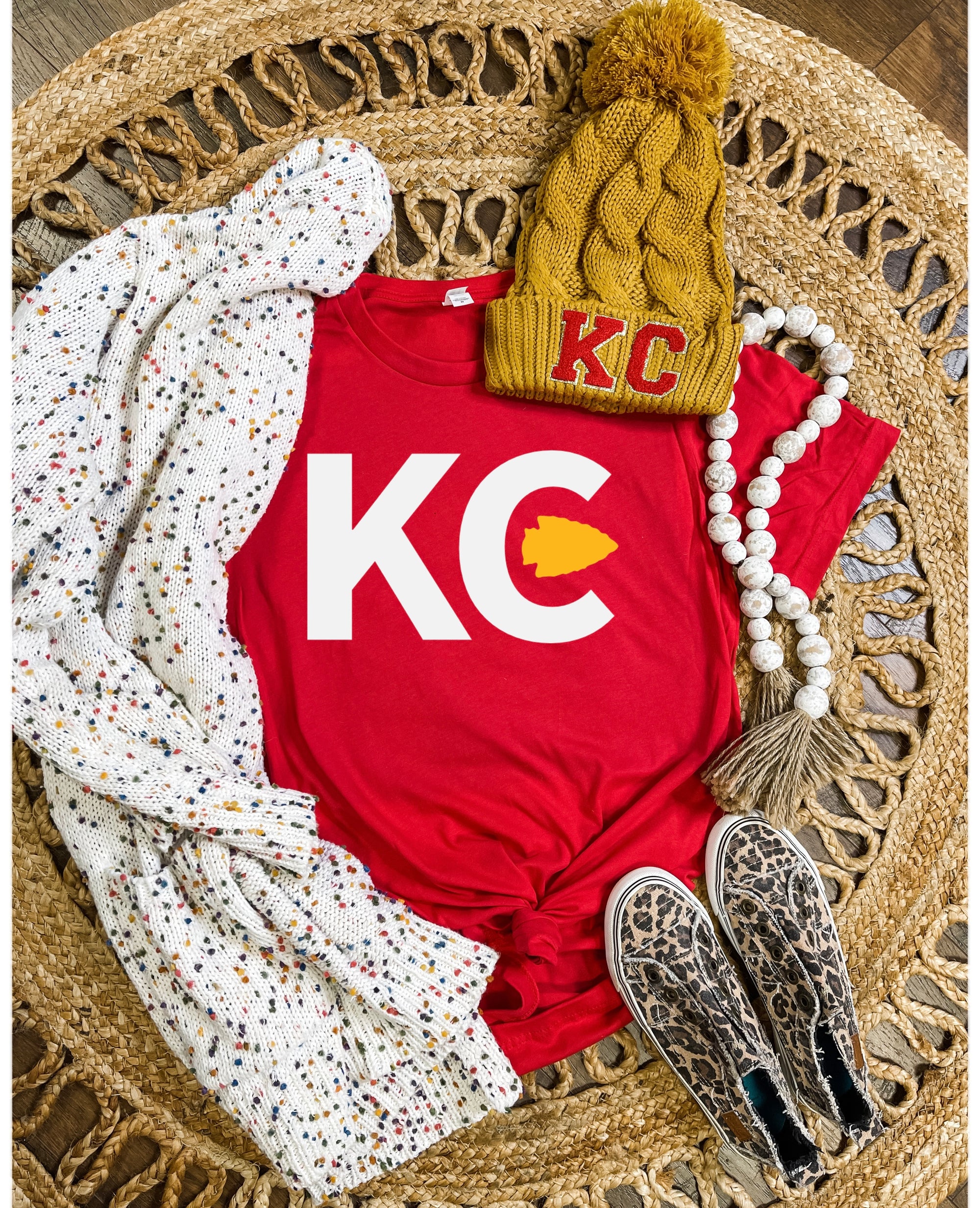**HALFTIME DEAL** White KC Gold Arrowhead Red Tee