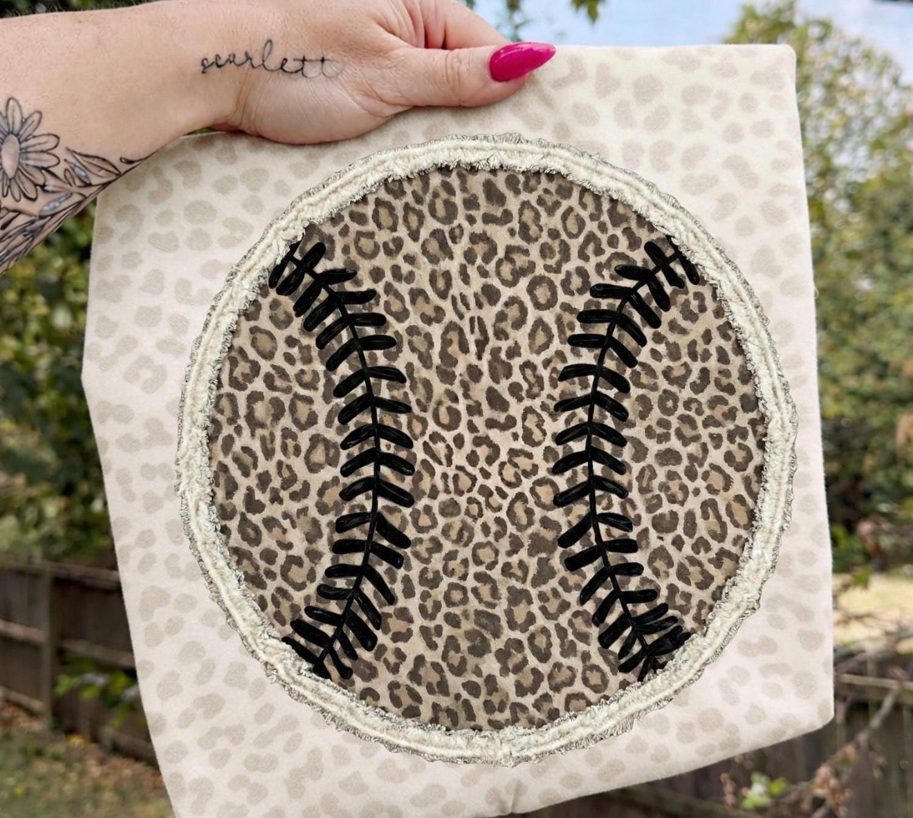 Leopard Baseball & Black Laces Natural Leopard Tee
