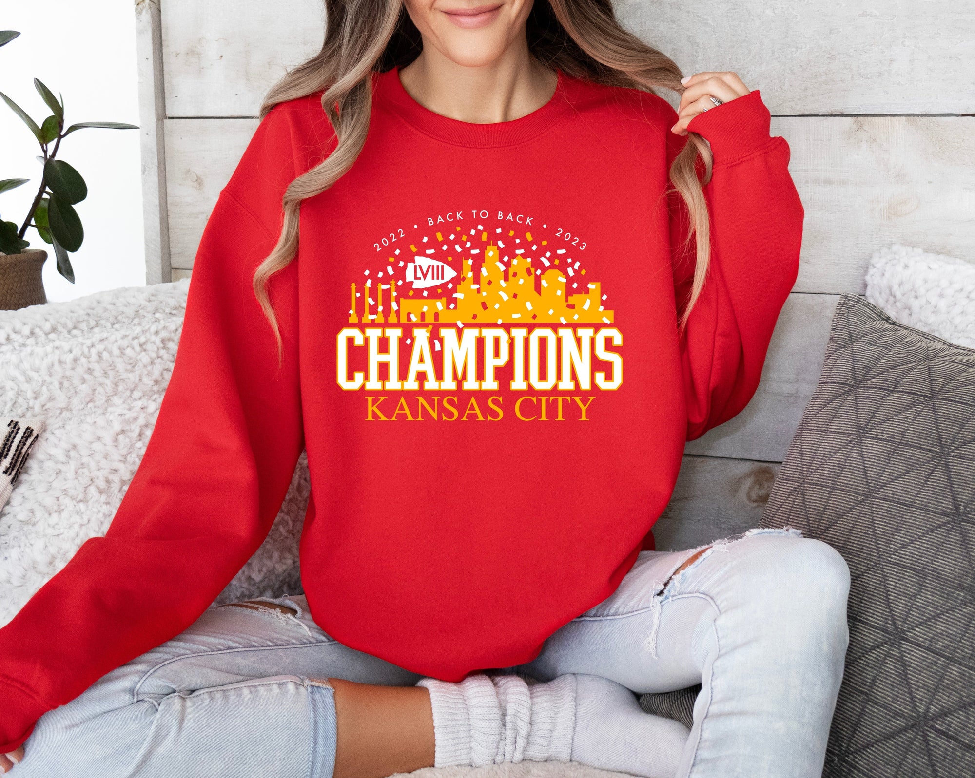 2022 Back To Back 2023 Champs Red Sweatshirt