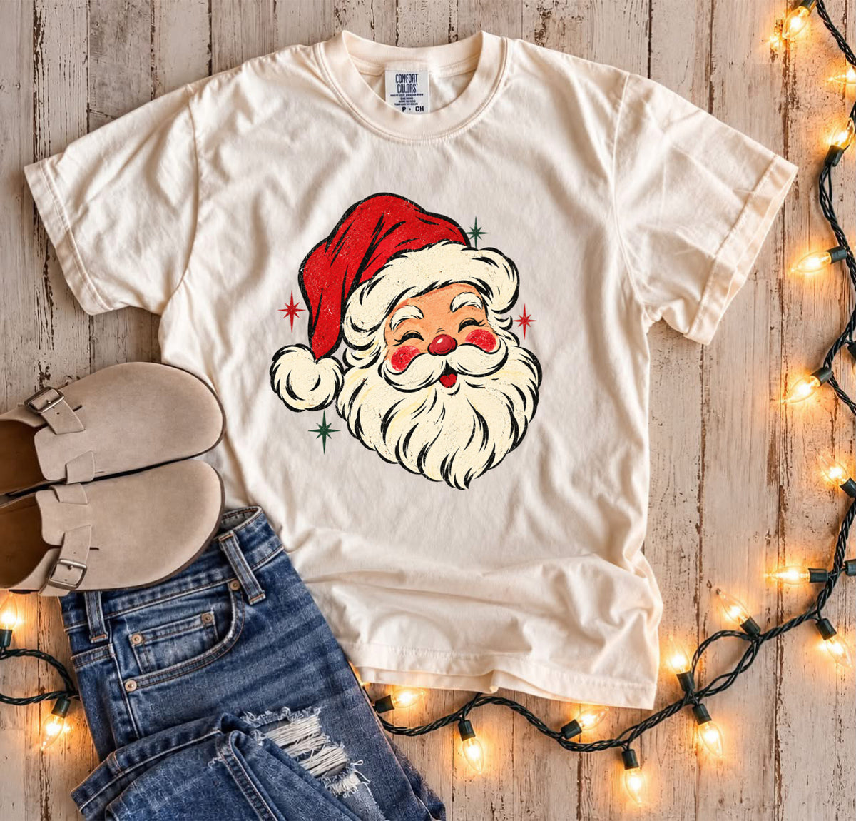 **DEAL OF THE DAY** Santa Claus Is Coming To Town Ivory Tee