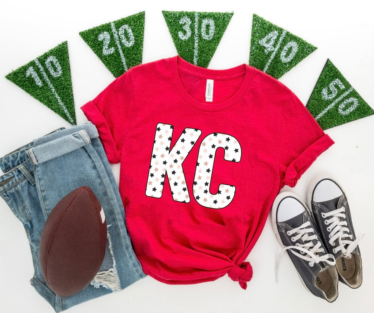 **HALFTIME DEAL** Black & Tan Stars KC Red Tee