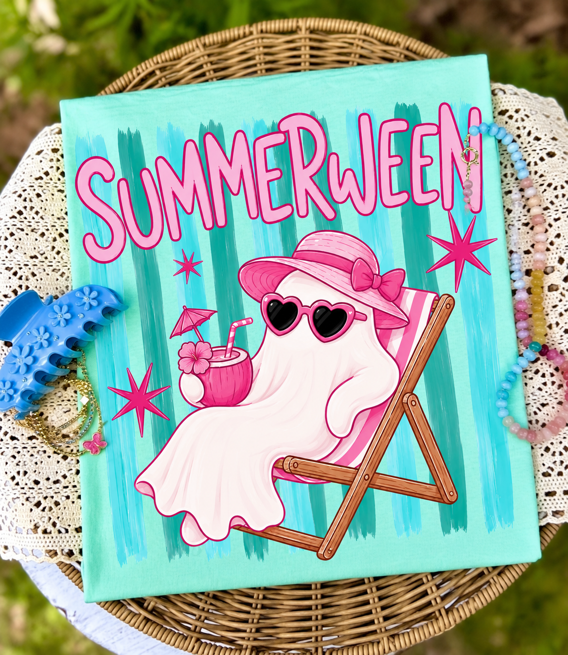 Summerween Girly Ghost Island Reef Tee