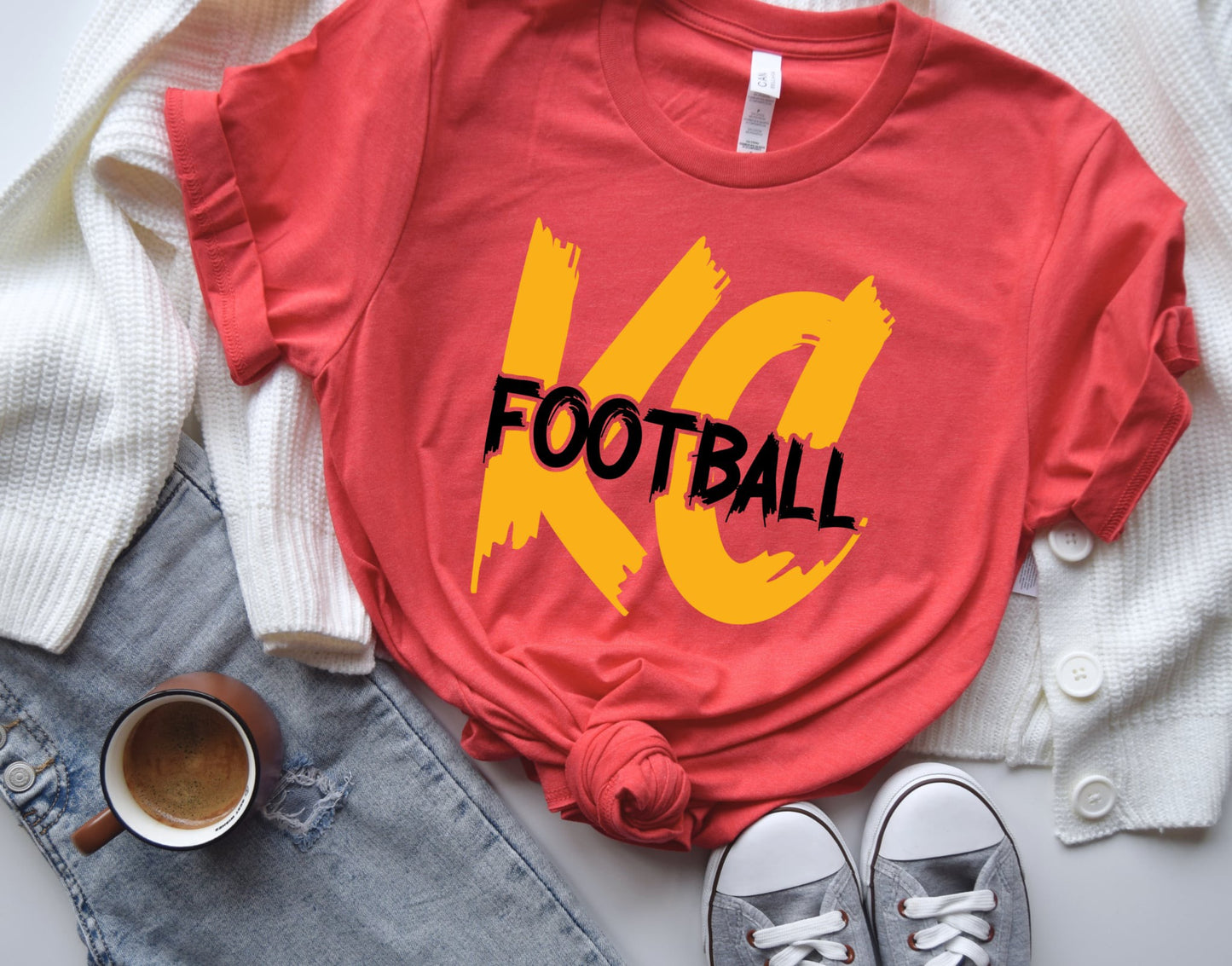 Gold KC Black Football Heather Red Tee