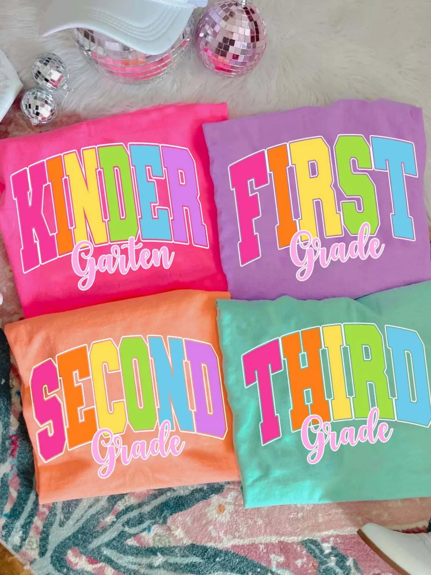 Back To School Block Grade Letters Island Reef Tee