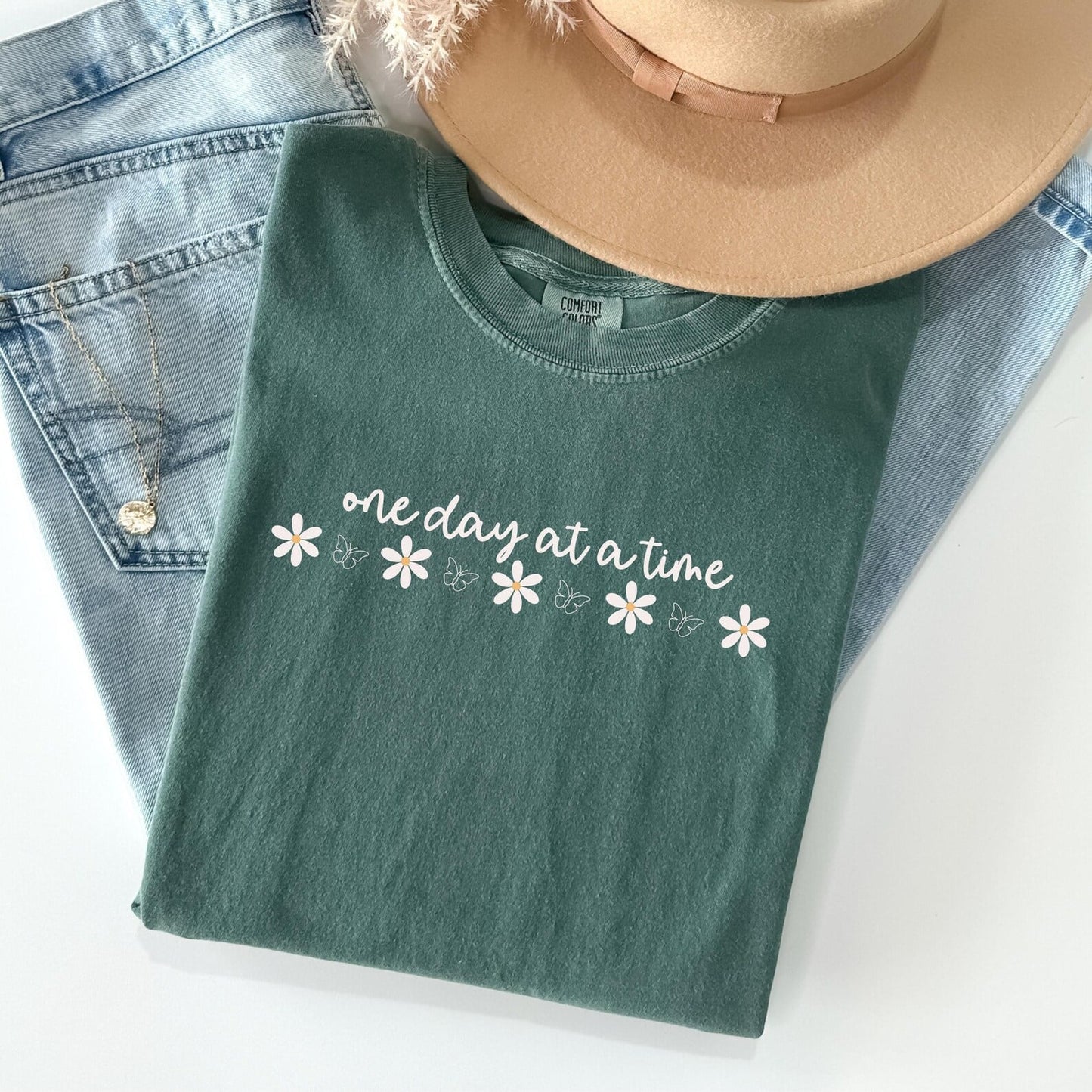 One Day At A Time Light Green Tee