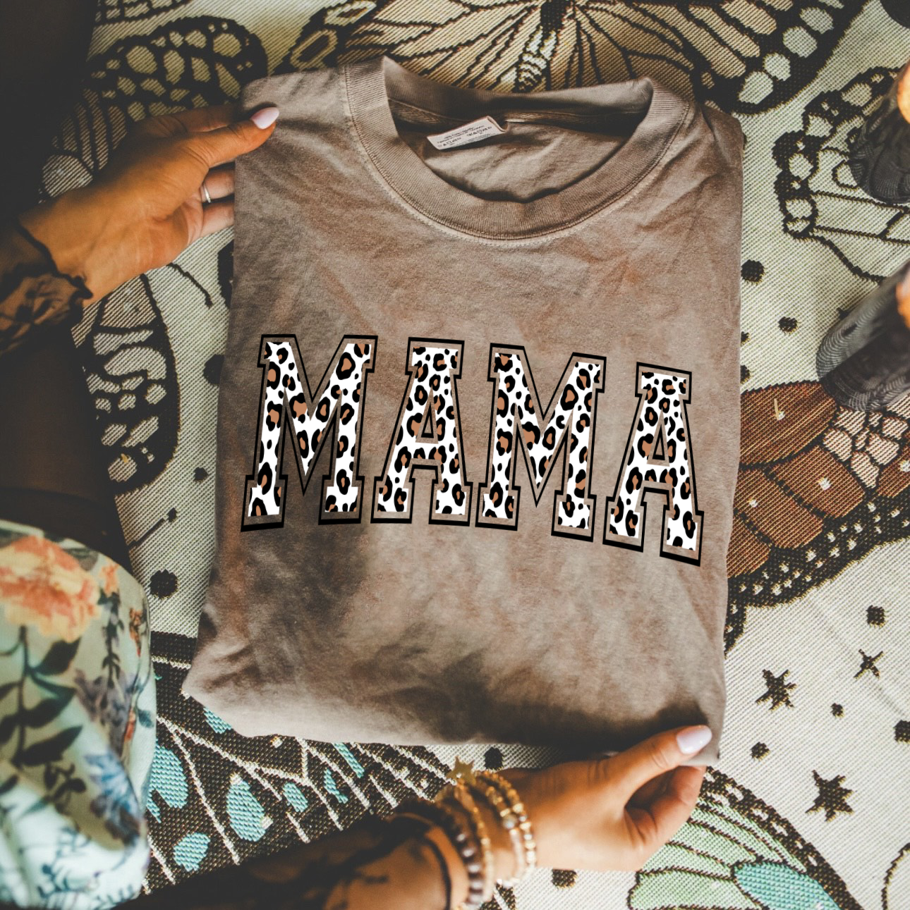 Mama Brown Leopard Print Espresso Tee