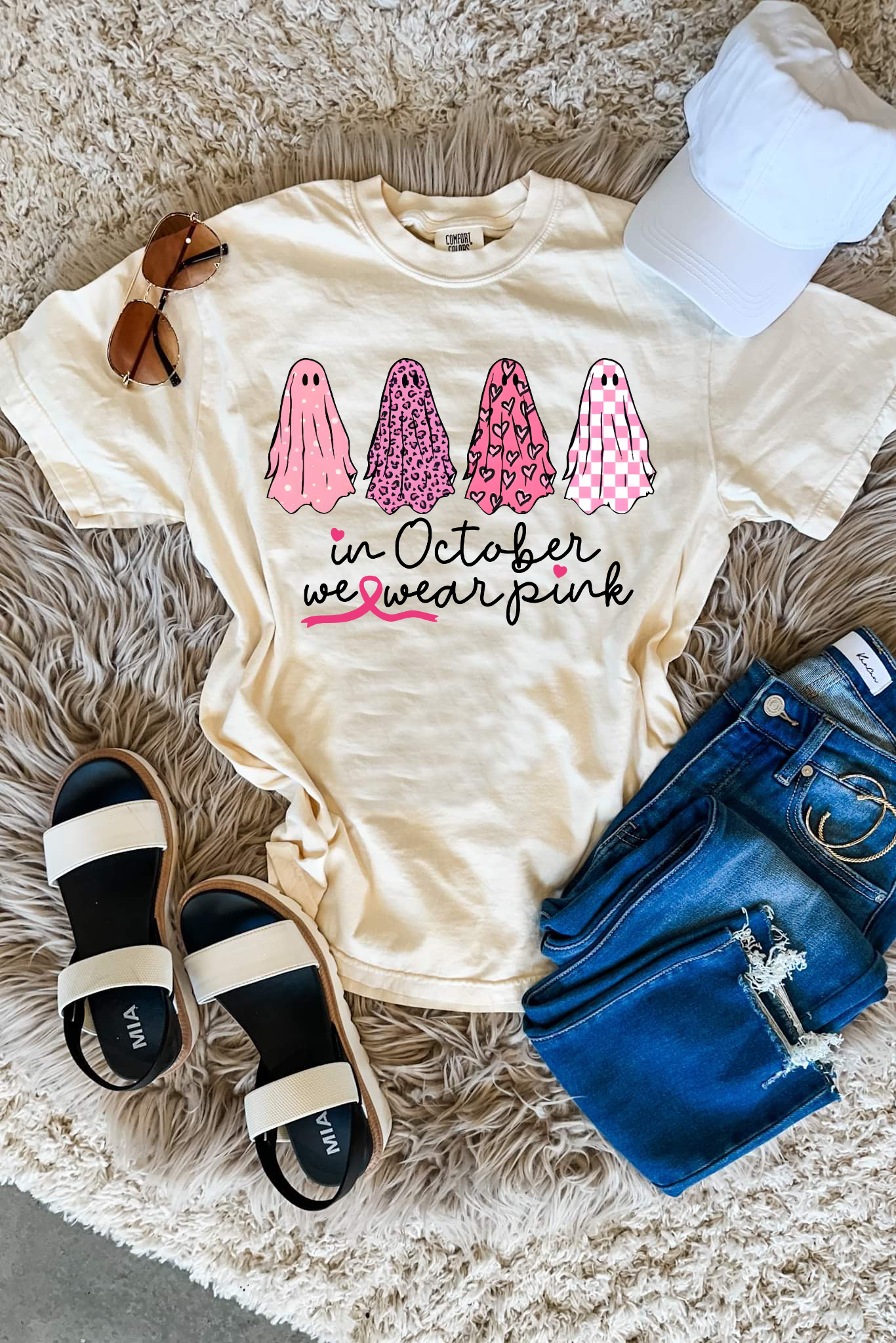 Pink October Ghost Ivory Tee