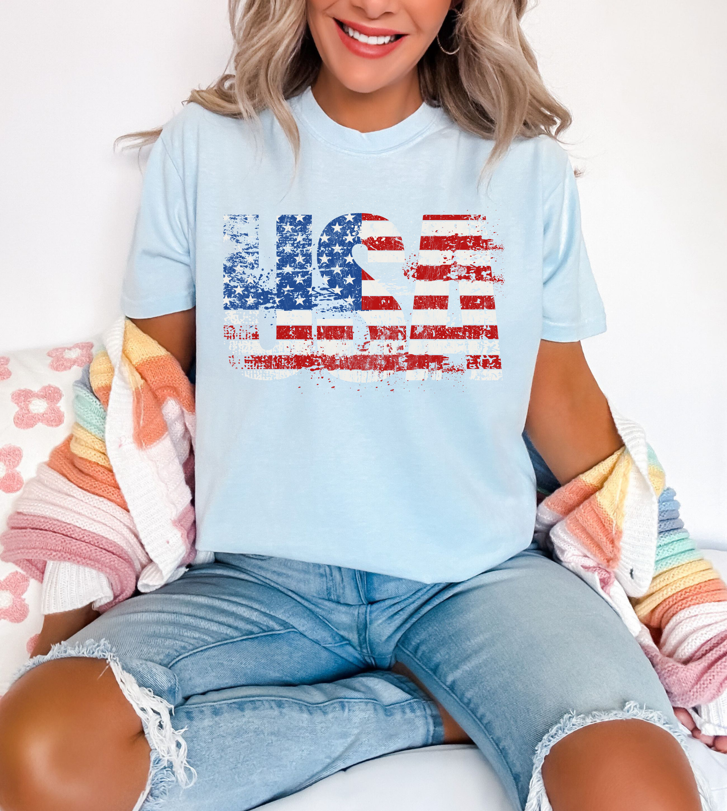 Grunge USA Stars & Stripes Chambray Tee