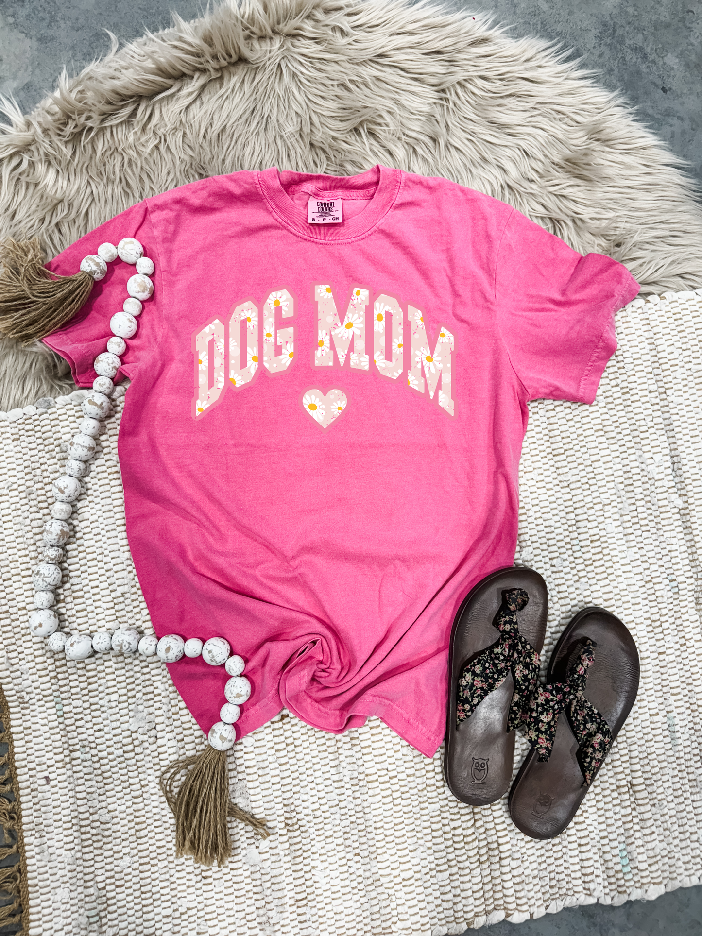 Dog Mom Floral Design Crunchberry Tee