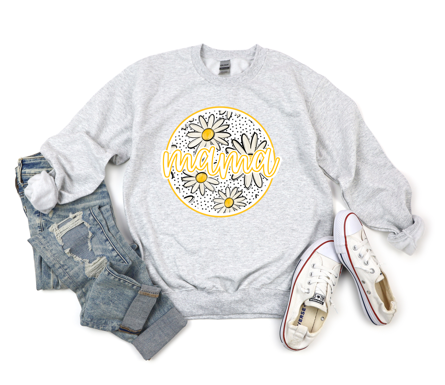Mama Daisy Circle Design Ash Sweatshirt