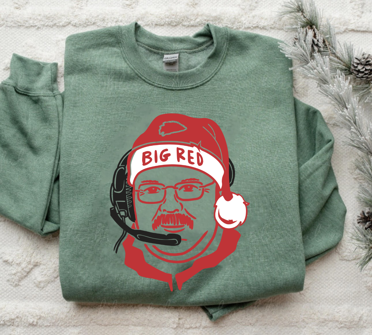 **HALFTIME DEAL** Red & White Big Red Santa Heather Green Sweatshirt