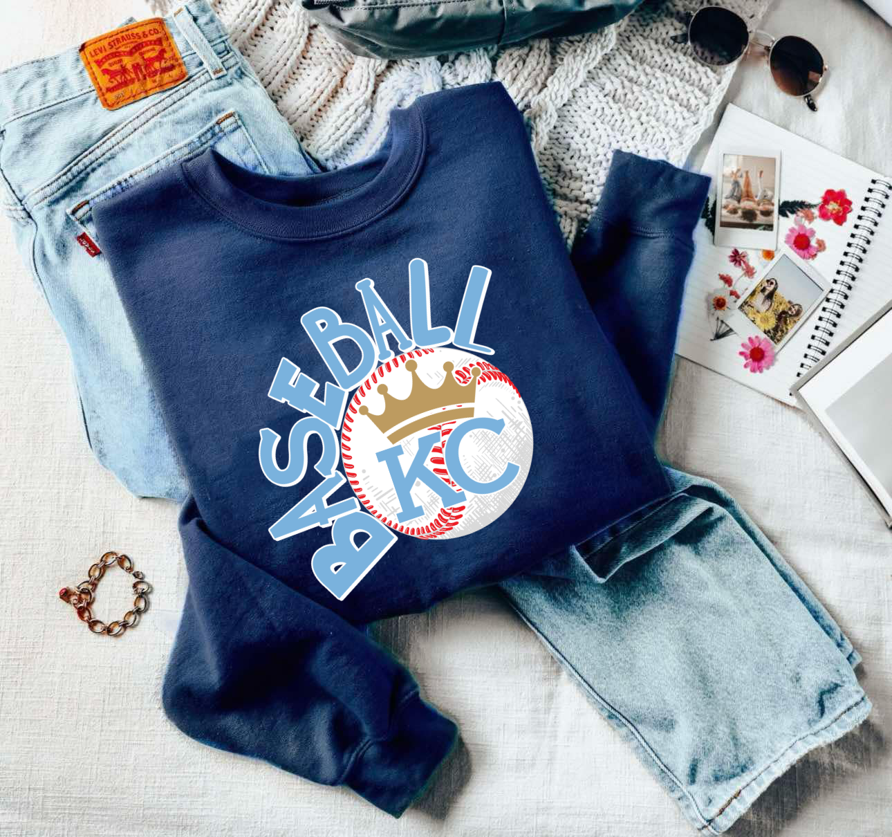 Oval Baseball KC Baseball Navy Sweatshirt