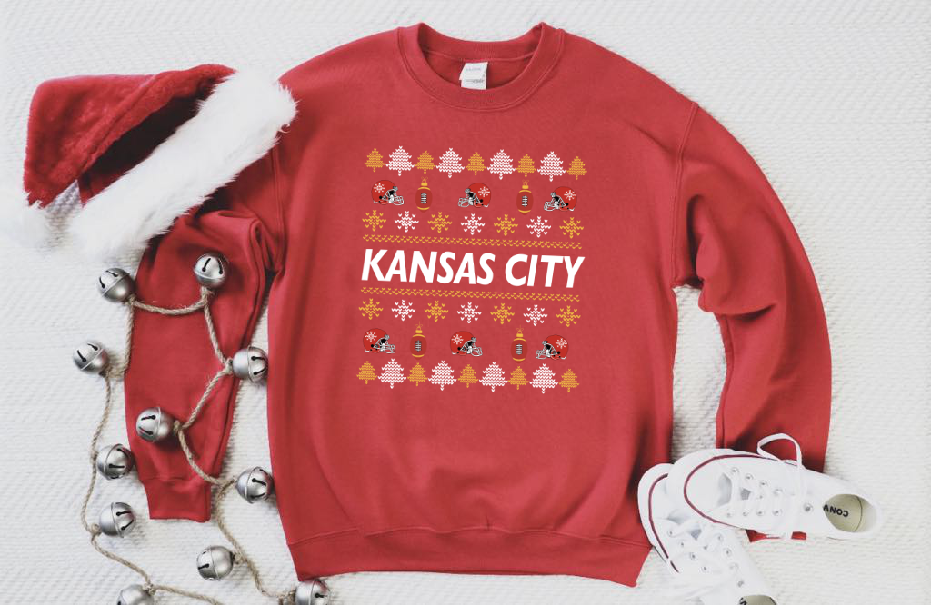 **HALFTIME DEAL** Ugly Christmas Sweater KC Football Red Sweatshirt