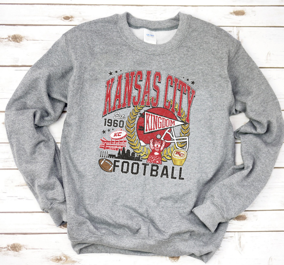 **HALFTIME DEAL** Big KC Arch Design Sports Grey Sweatshirt