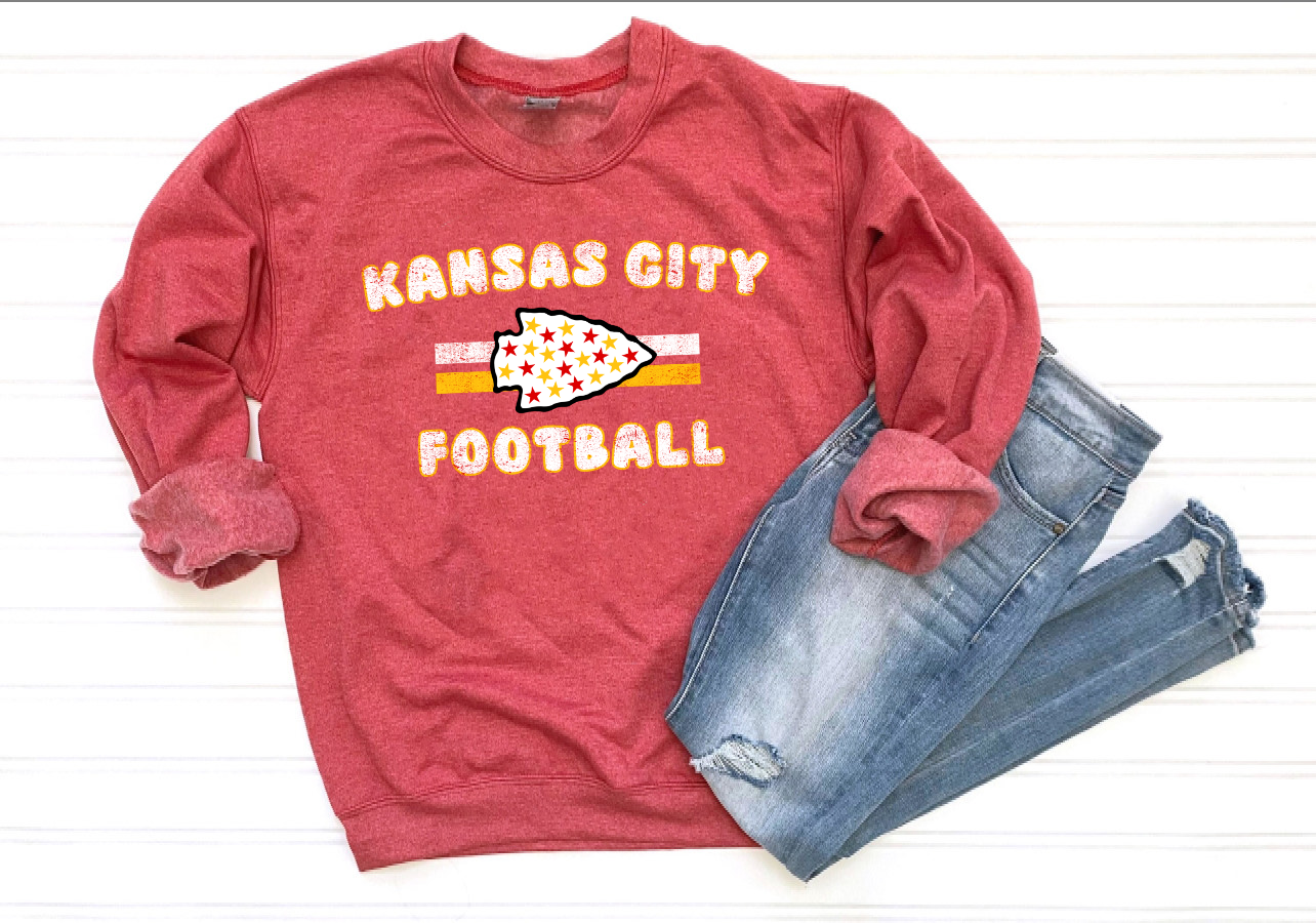 **HALFTIME DEAL** Stars Arrowhead Kansas City Football Heather Red Sweatshirt
