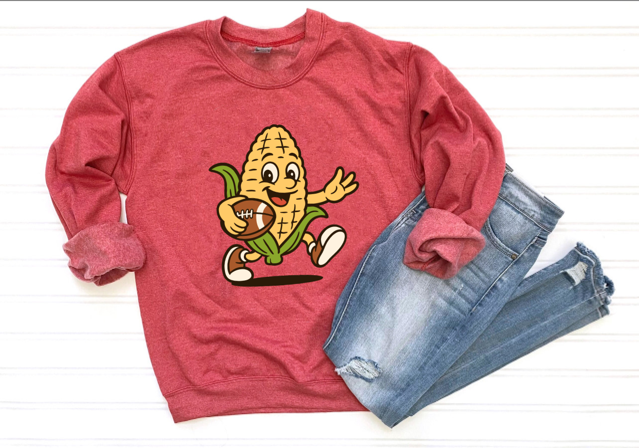 Corn Football Heather Red Sweatshirt