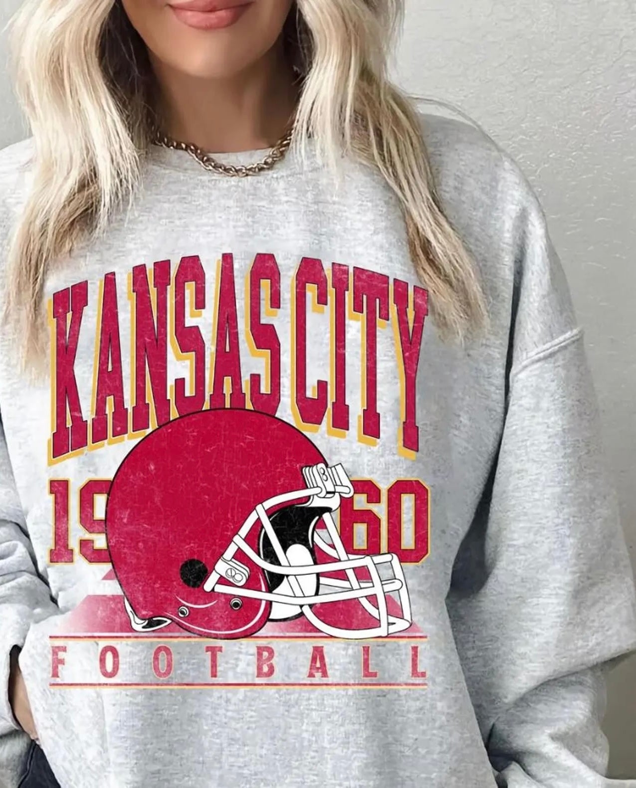 **HALFTIME DEAL** Red Kansas City 1960 Helmet Ash Sweatshirt