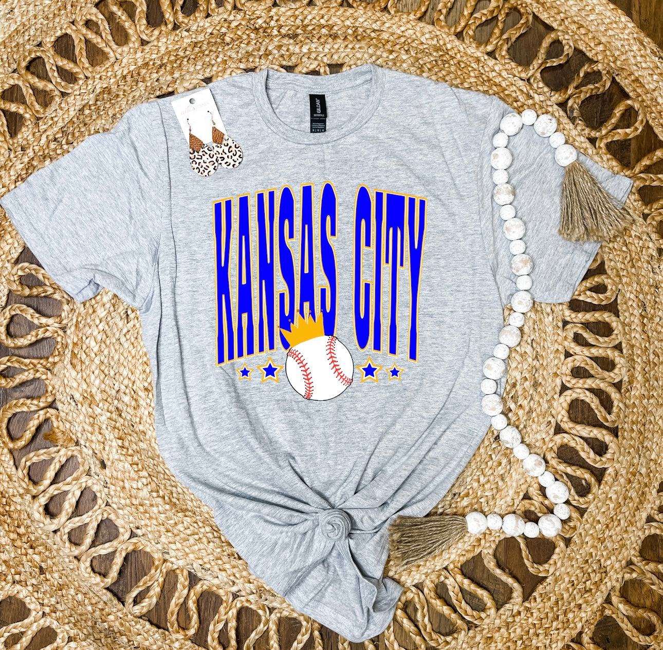 Tall Kansas City Baseball Sports Grey Tee