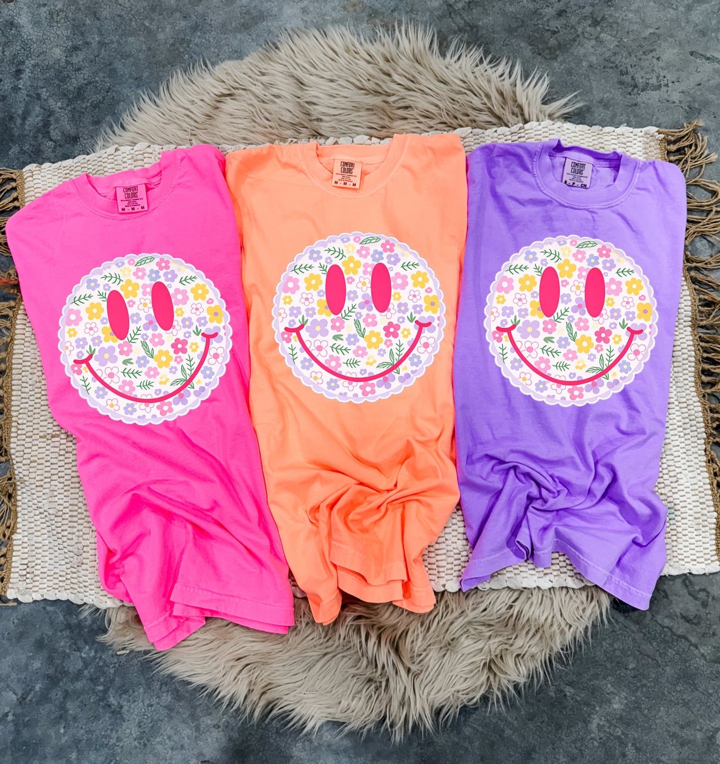 Happy Spring Floral Smilies Tee