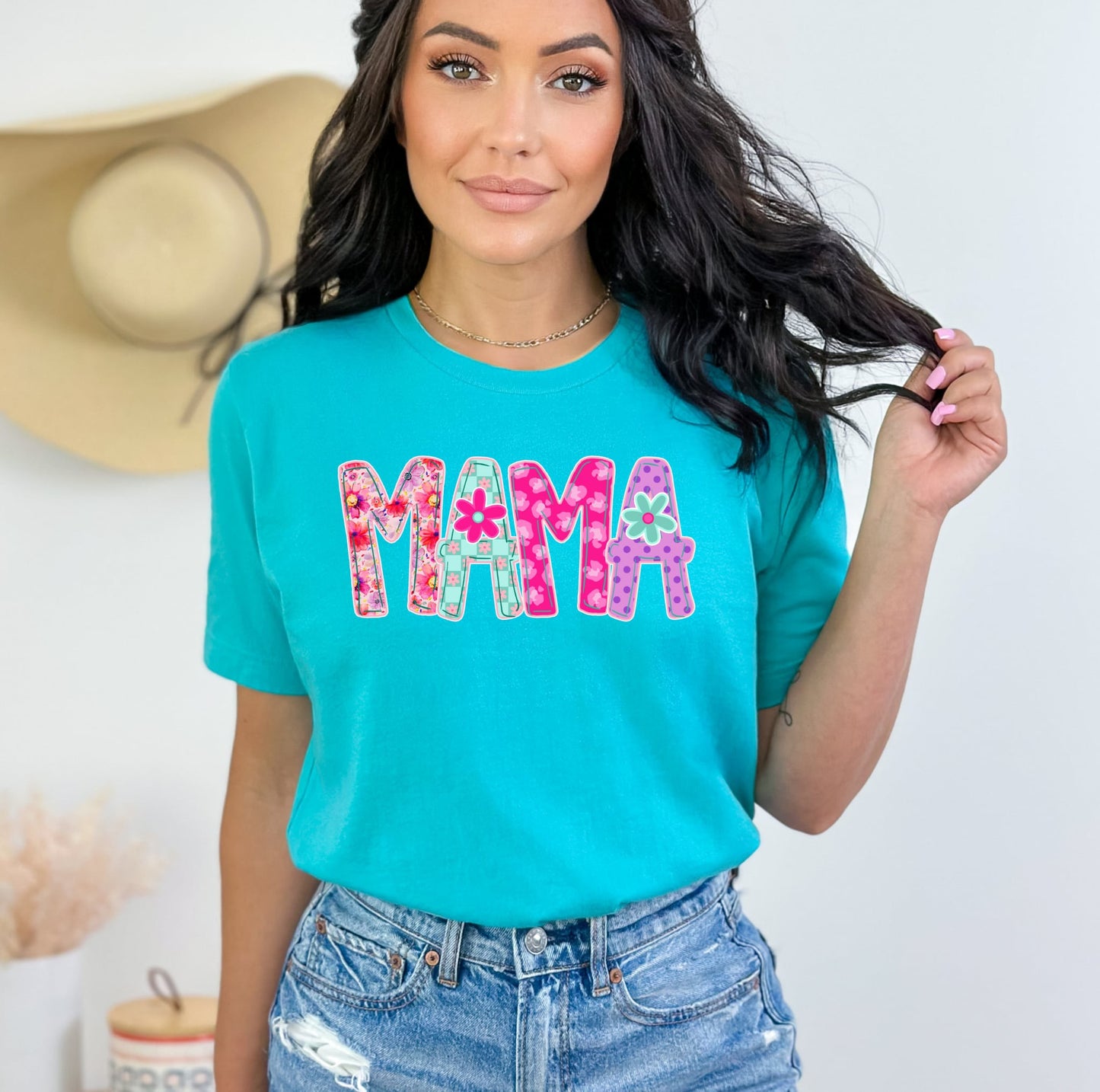 Colorful Mama Daisy Teal Tee