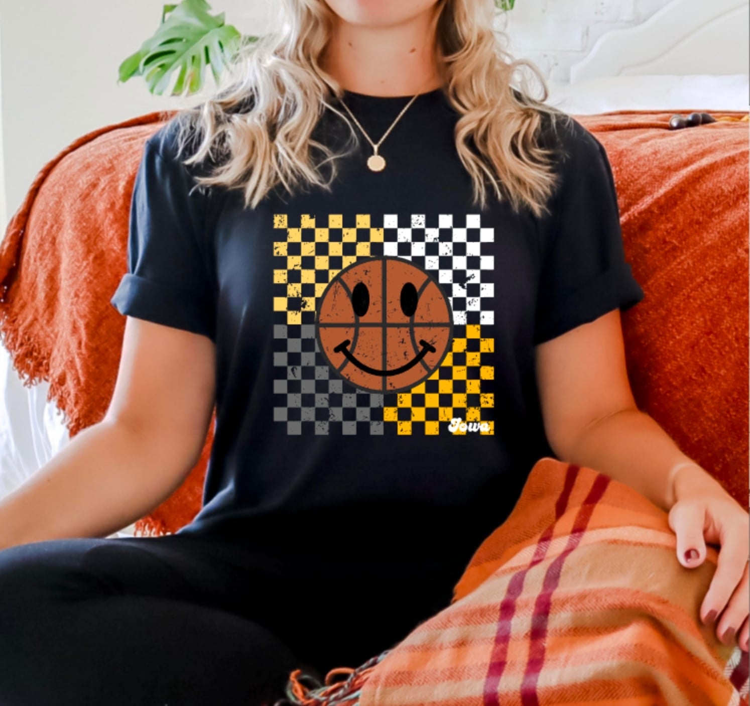 Basketball Checkered Black Tee