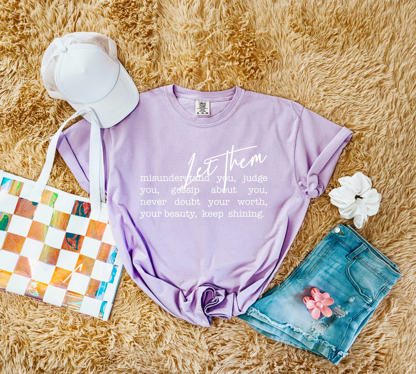 White Let Them List Orchid Tee