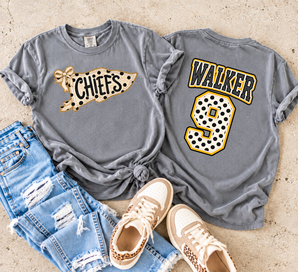 FRONT + BACK KC Flag Walker Grey Tee
