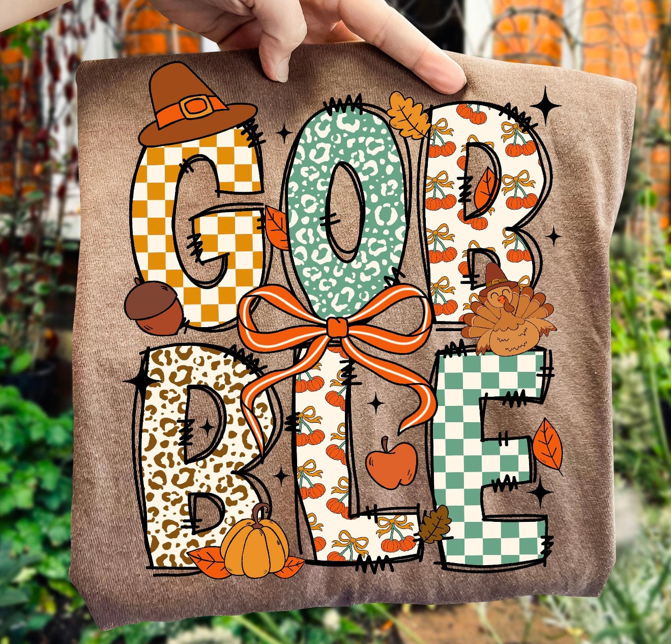 **DEAL OF THE DAY** Gobble Checkered & Leopard Espresso Tee