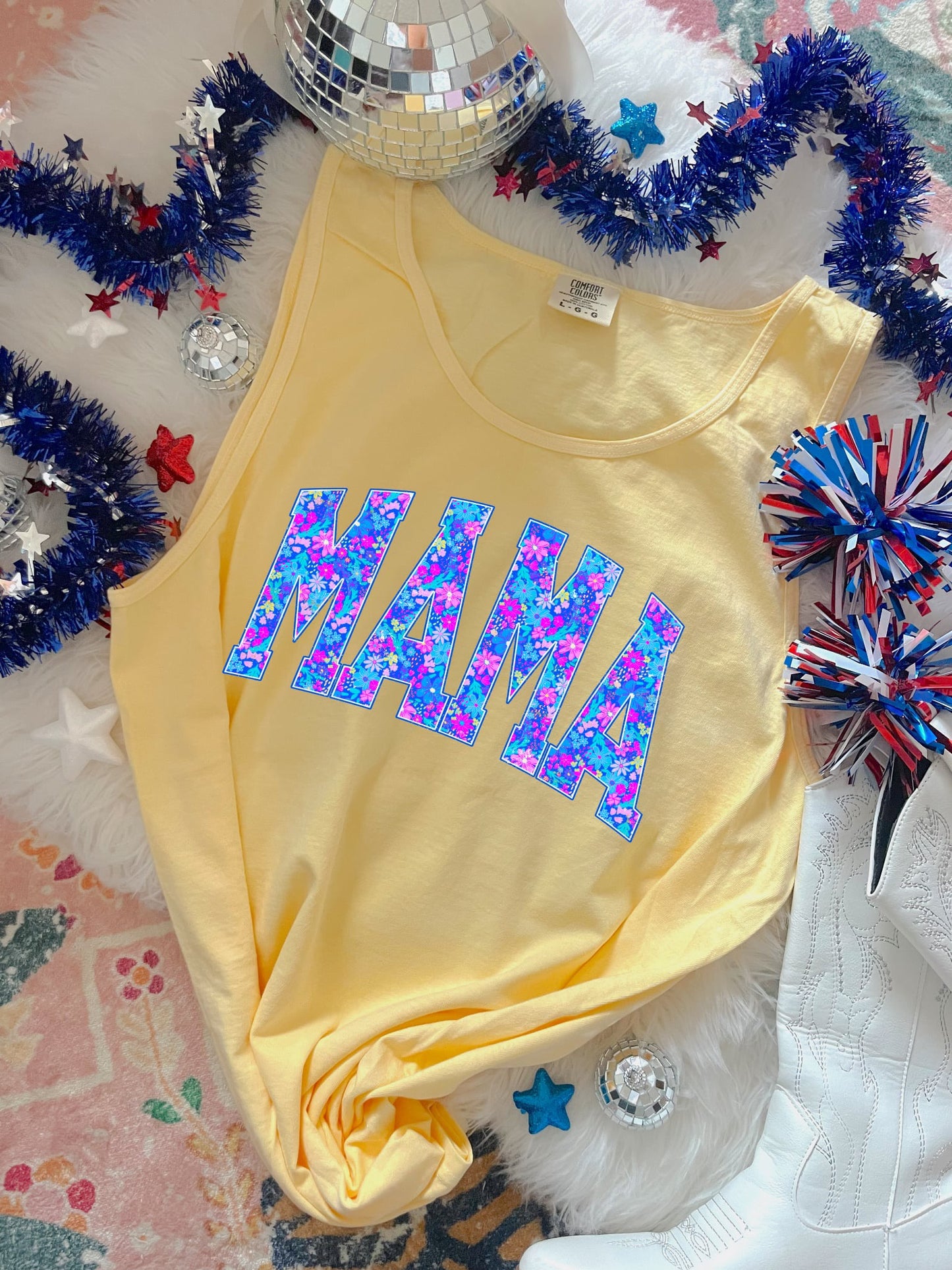 Bright Floral Mama Arch Banana Tee/Tank Option