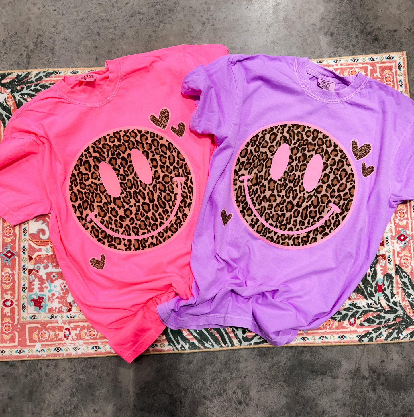 Leopard Smiley & Hearts Tee