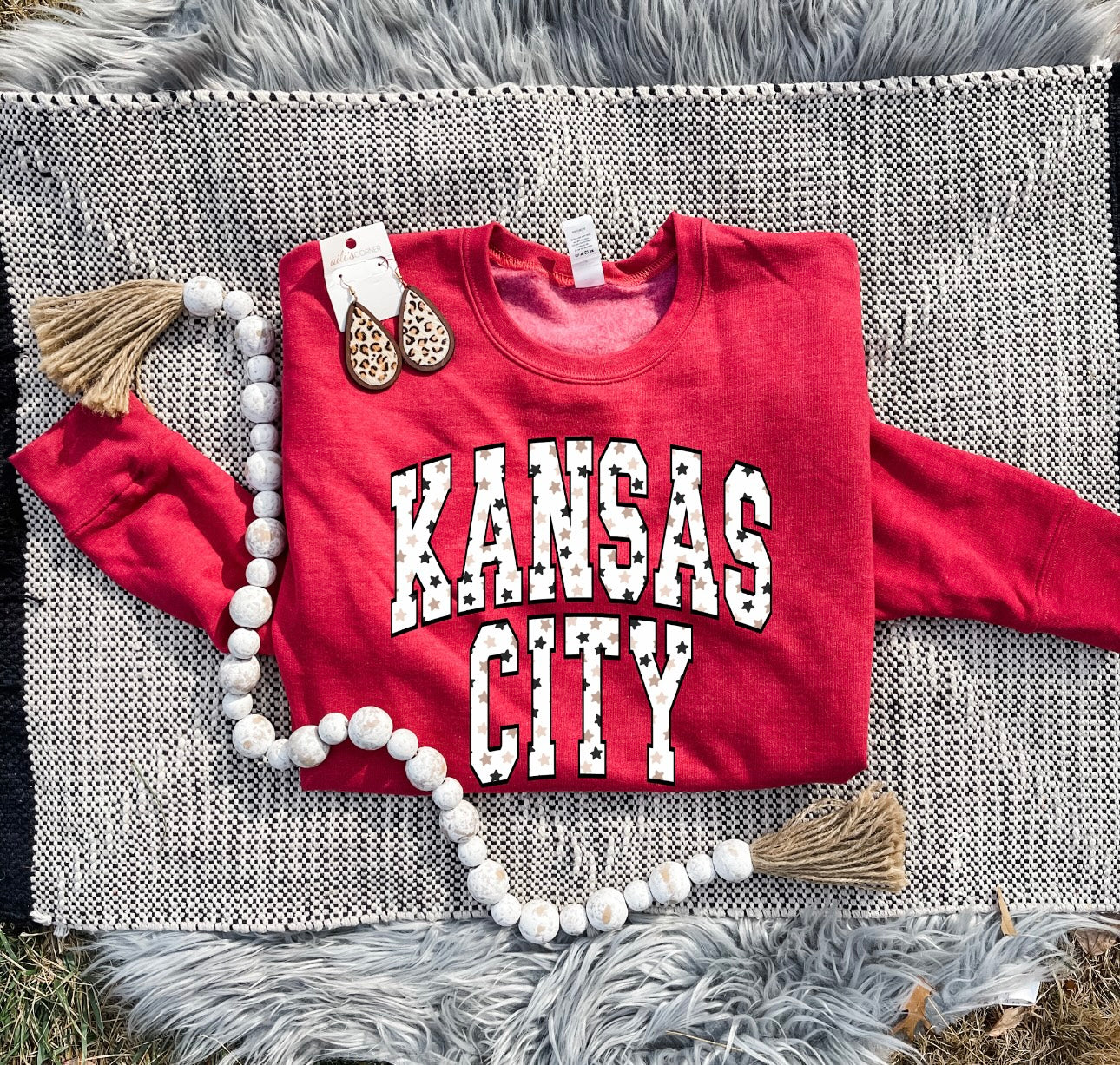 **HALFTIME DEAL** Tan & Black Stars Kansas City Red Sweatshirt