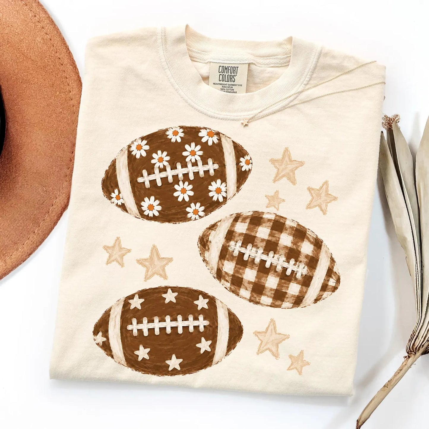 Triple Footballs Ivory Tee