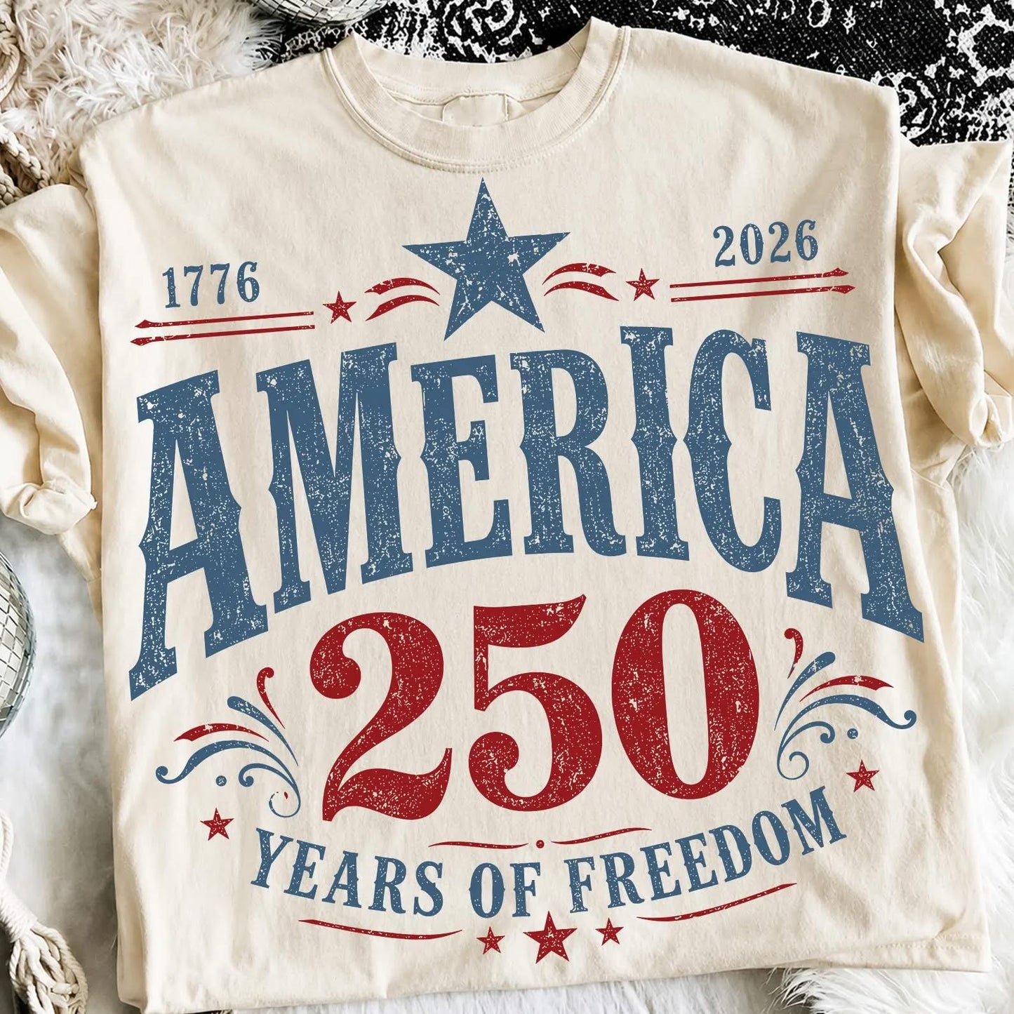 **DEAL OF THE DAY** 1776 America 250 Years Of Freedom Ivory Tee