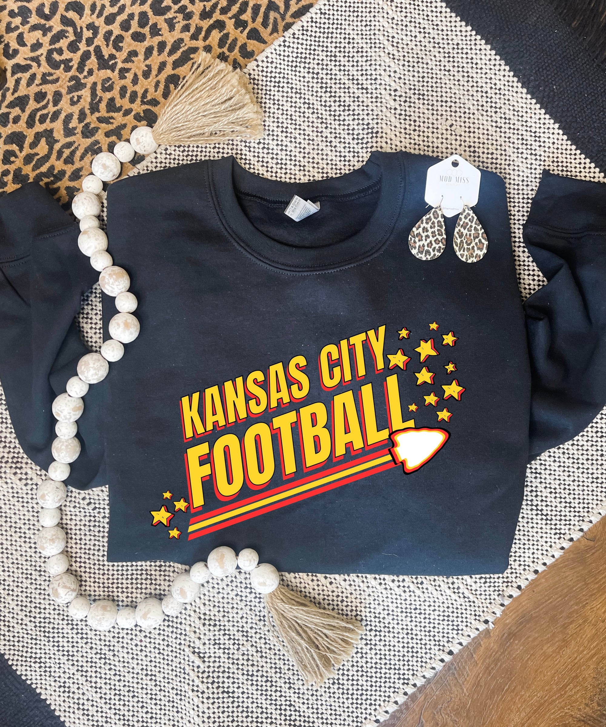 **HALFTIME DEAL** Kansas City Football & Stars Black Sweatshirt