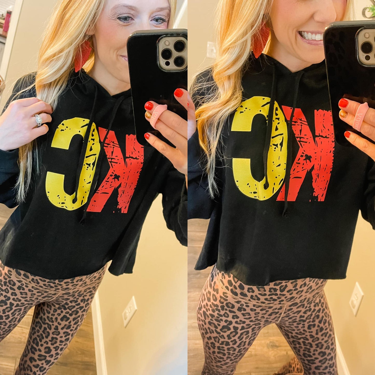 KC Block Black Crop Top Hoodie