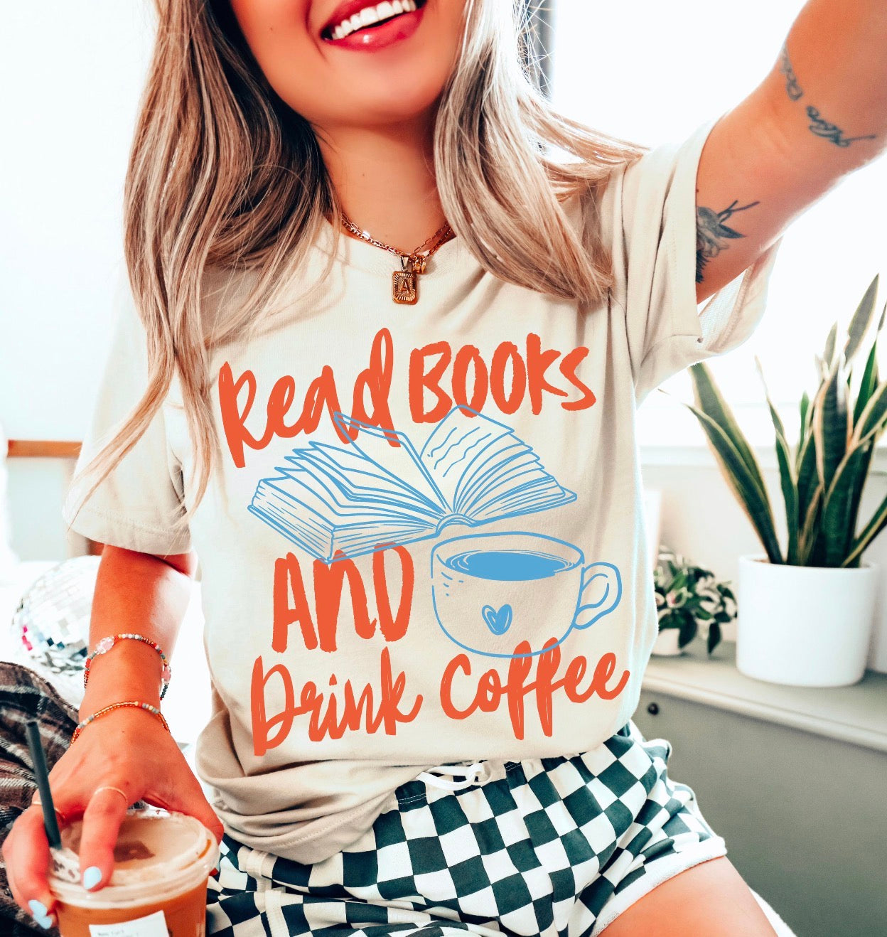 **DEAL OF THE DAY** Read Books & Drink Coffee Heather Dust Tee