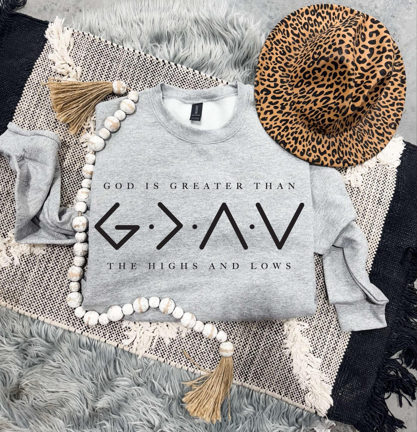 Black Ink God Is Greater Than The Highs & Lows Sports Grey Sweatshirt