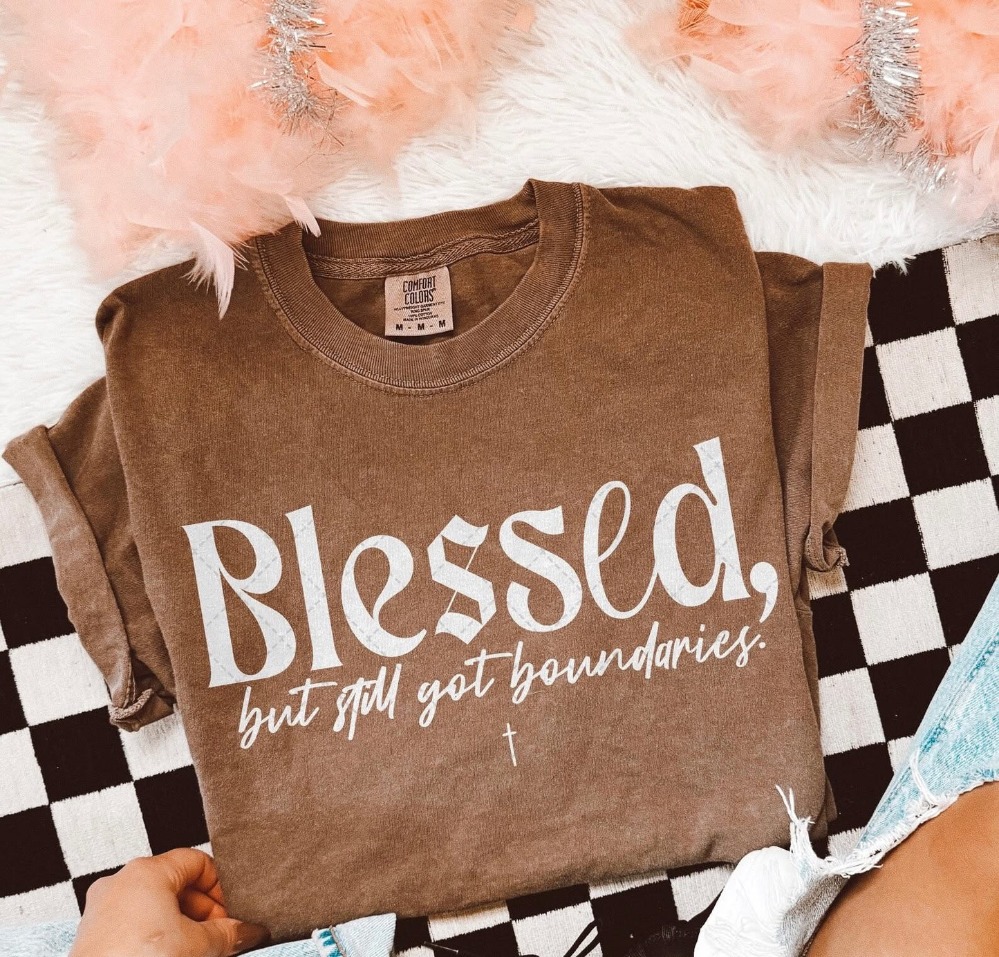 Blessed But Still God Bounderies Espresso Tee