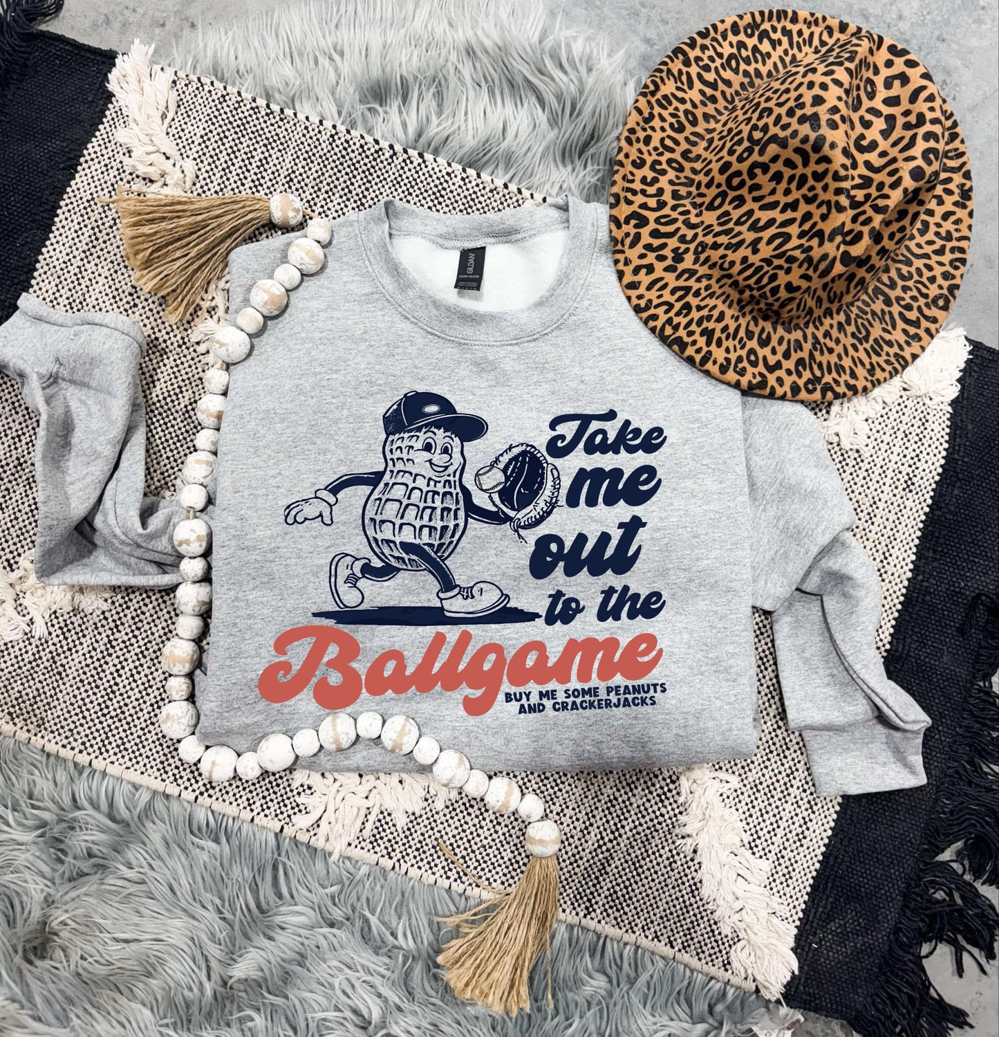 Take Me Out To The Ballgame Peanut Sports Grey Option