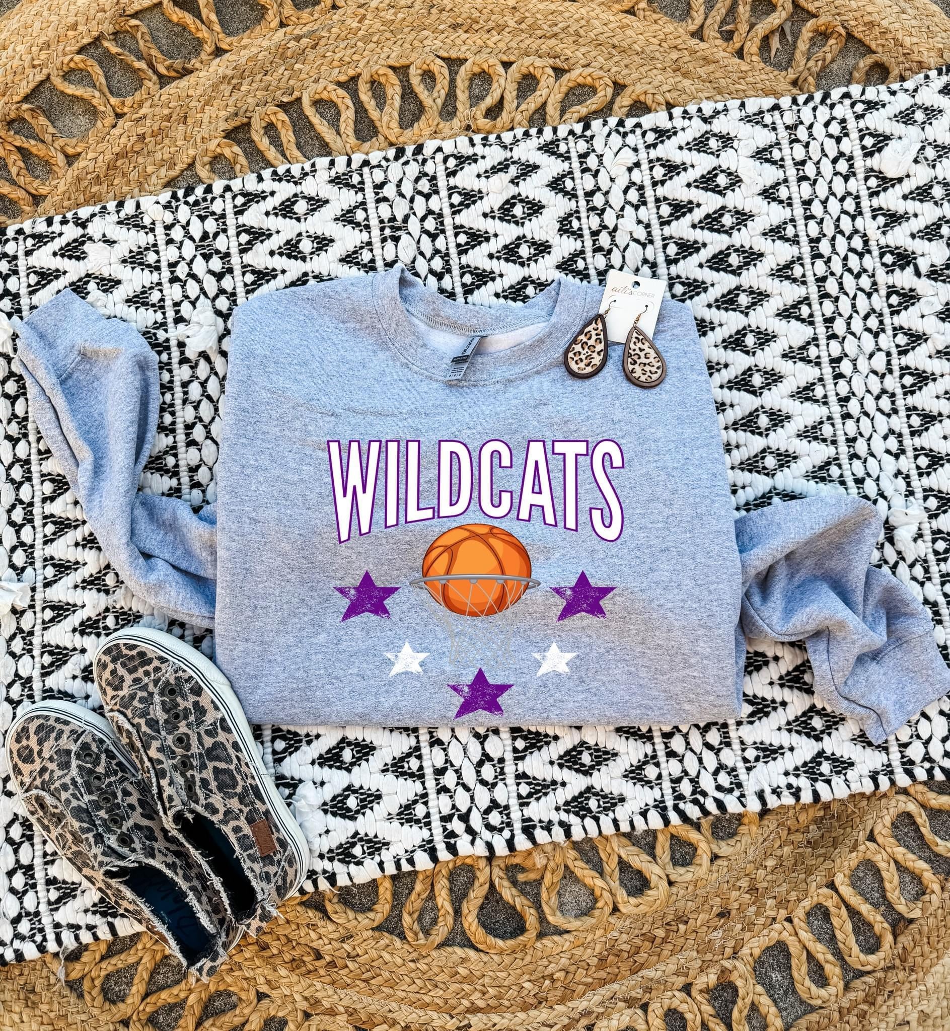 Wildcats Stars Sports Grey Sweatshirt