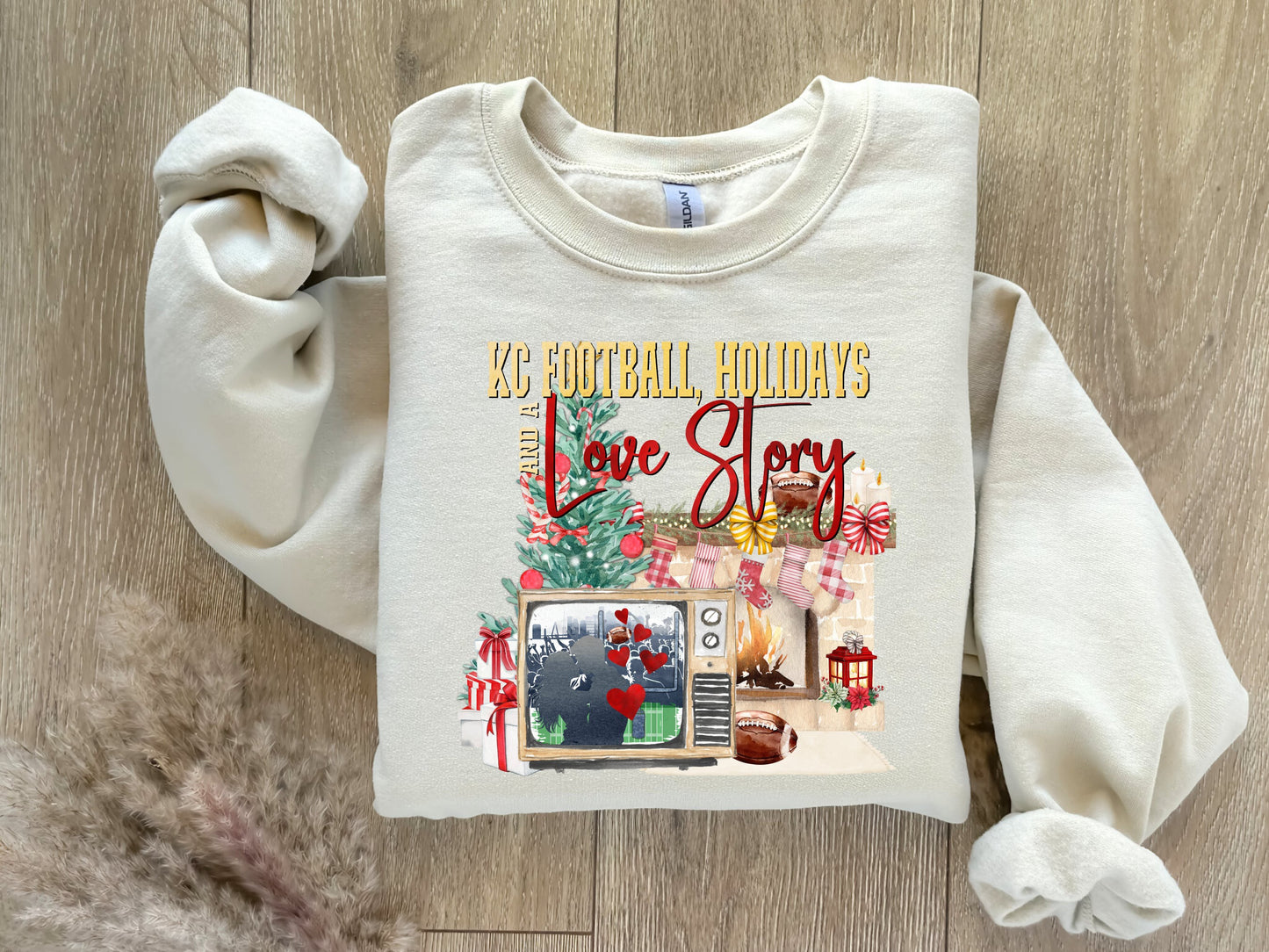 KC Football, Holidays & A Love Story Sand Sweatshirt
