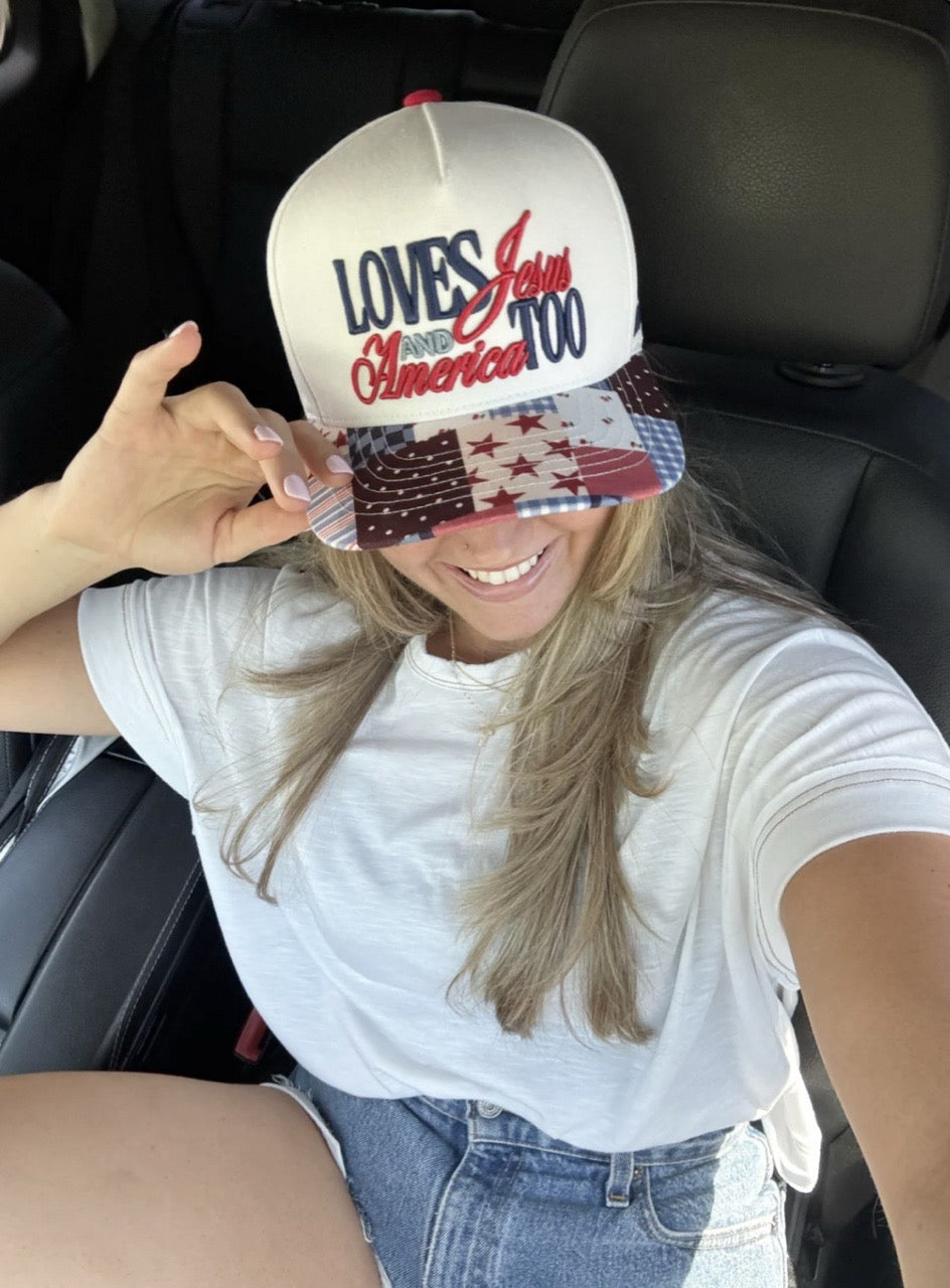 *EMBROIDERED* Loves Jesus And America Too Hat