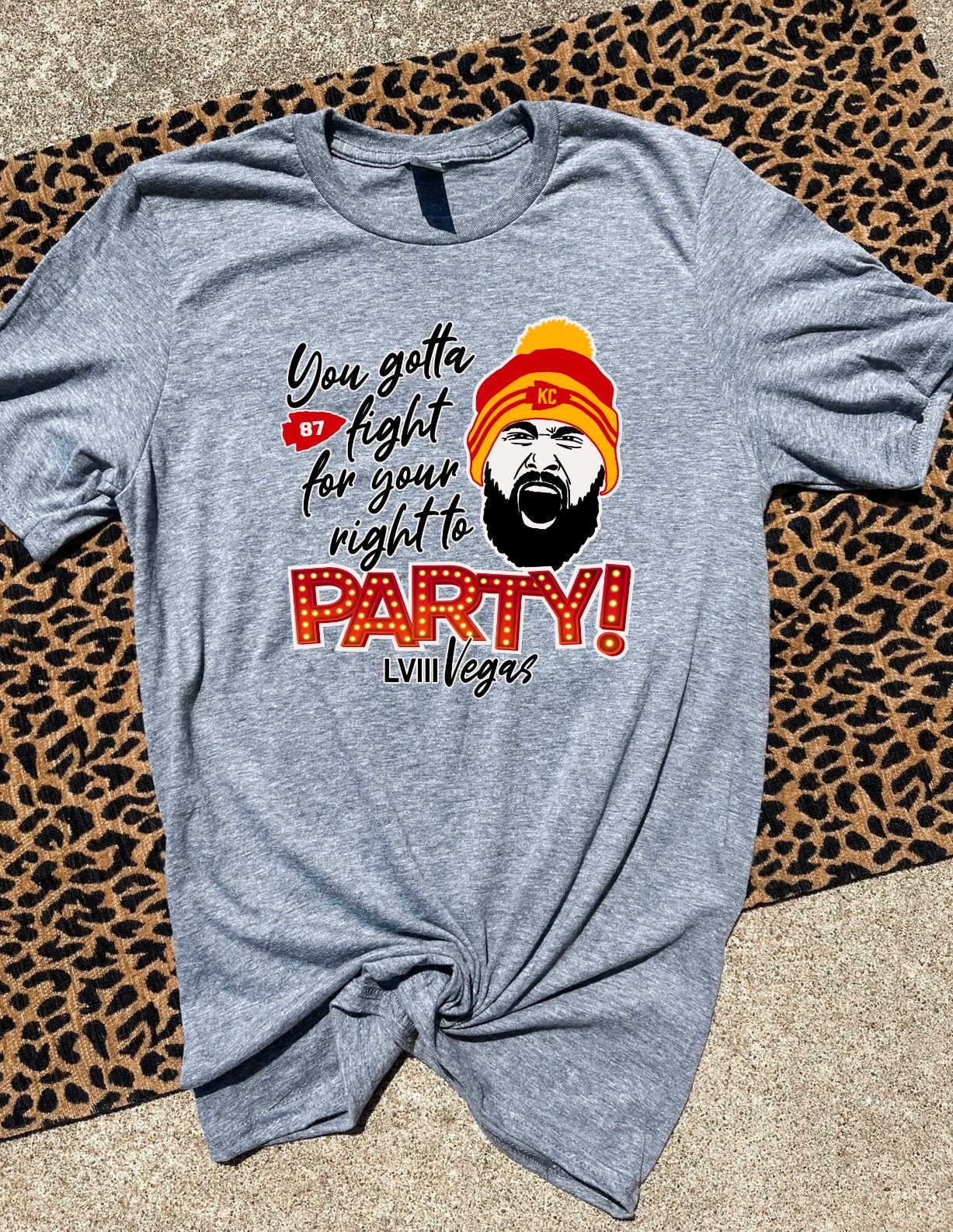 You Gotta Fight For Your Right To Party Vegas Heather Graphite Tee
