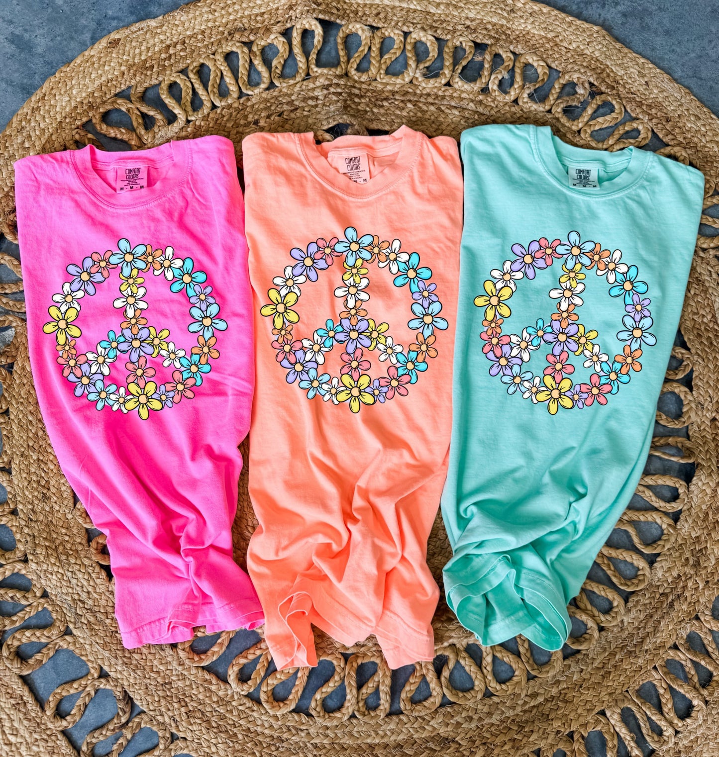 Floral Peace Sign Neon Option Tee
