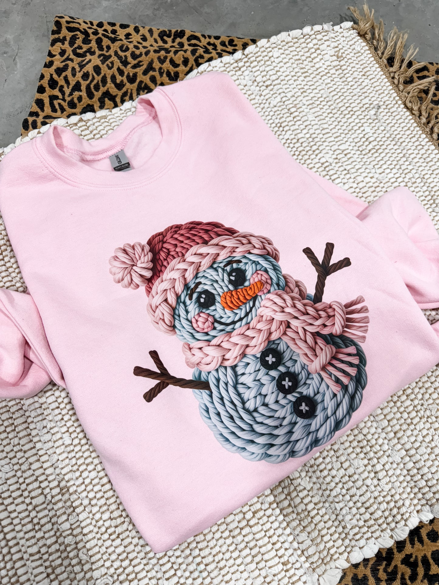 Yarn Snowman Light Pink Sweatshirt