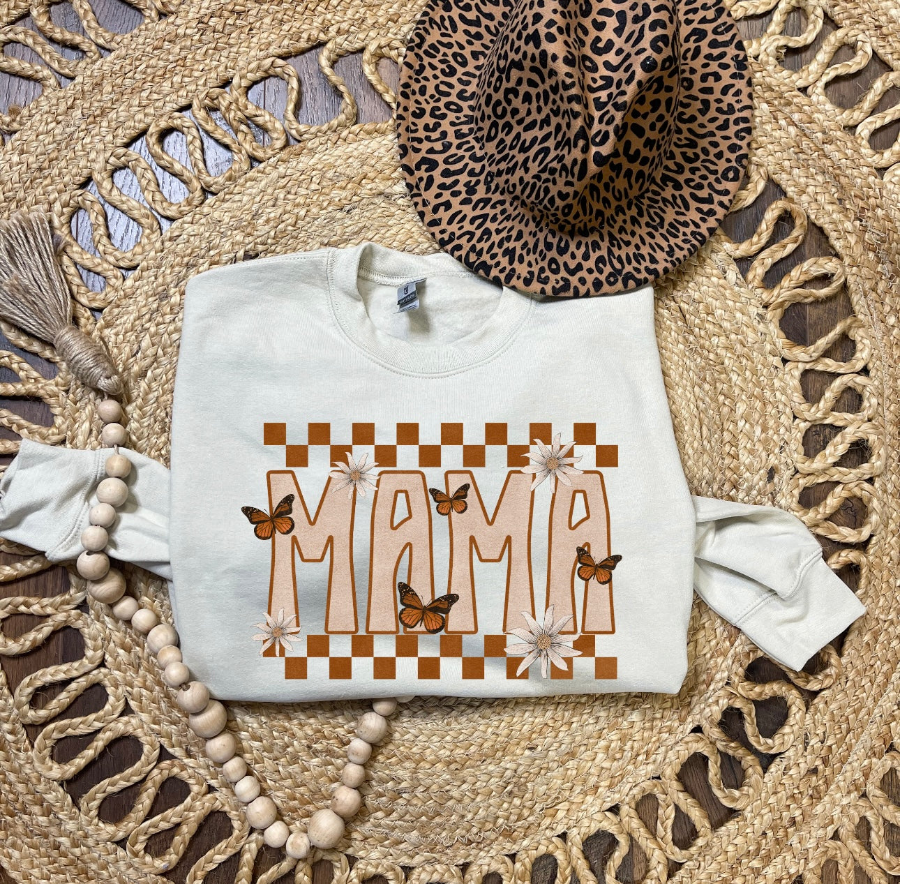 Retro Mama Butterfly Sand Sweatshirt
