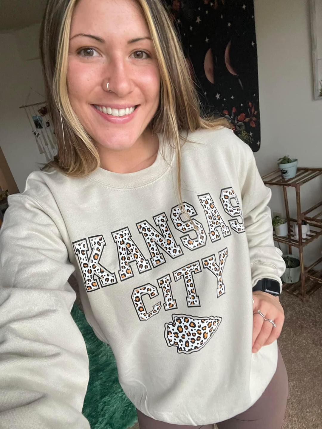 Kansas City Brown Leopard Arrowhead Sand Sweatshirt