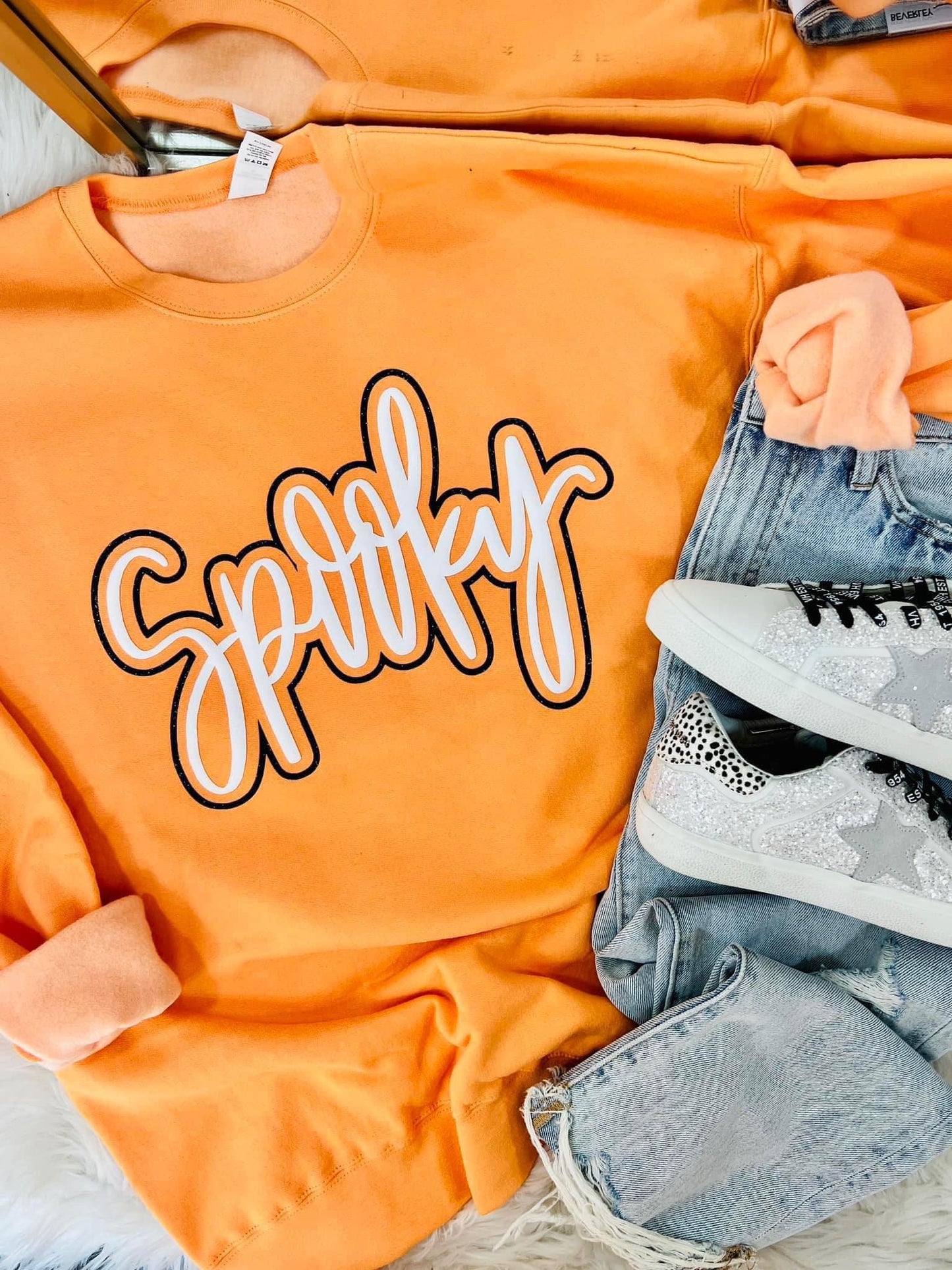 Spooky Script Cantaloupe Sweatshirt