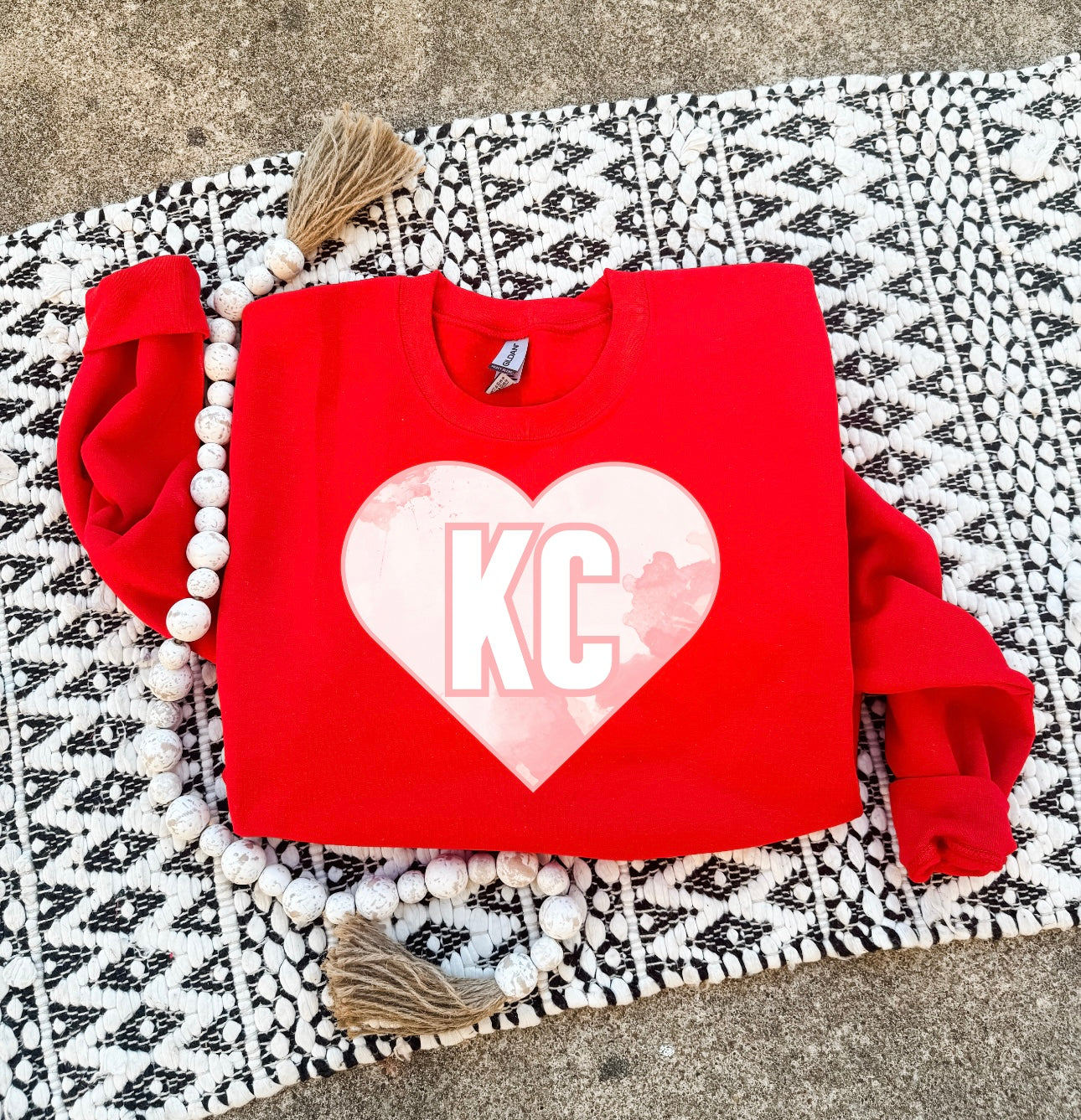 KC Heart Watercolor Red Sweatshirt